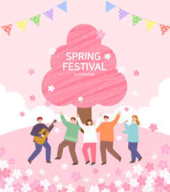 春天插画海报