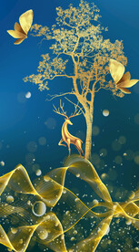 晶瓷风格森林鹿客厅玄关装饰画