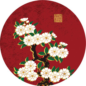 国潮元素圆形装饰国画