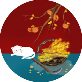 国潮元素圆形装饰国画