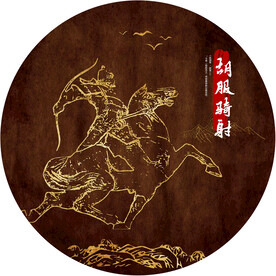 国潮元素圆形装饰国画