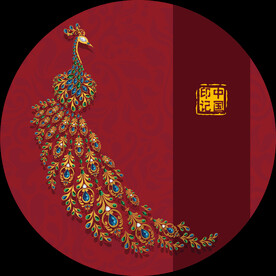 国潮元素圆形装饰国画