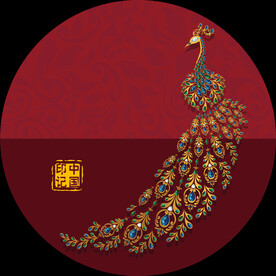 国潮元素圆形装饰国画