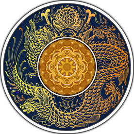 国潮元素圆形装饰国画