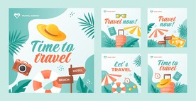 蓝色夏季外出旅行度假套装素材