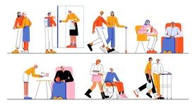 卡通医疗康复疗养护工素材