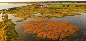 航拍湿地湖面湖水鸟瞰水面风光
