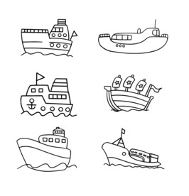 卡通船线稿