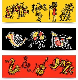 ai矢量复古爵士乐元素