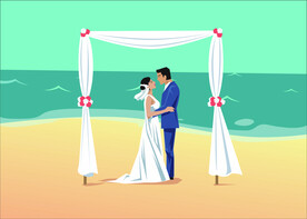 ai矢量沙滩婚礼背景