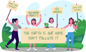 ai矢量环保举牌人物