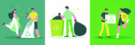 ai矢量扁平风垃圾分类清理