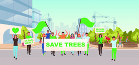 ai矢量爱护环境举牌人物