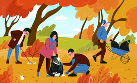 ai矢量秋季清理落叶