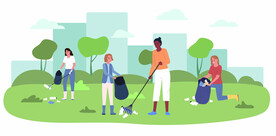 ai矢量草地垃圾清理