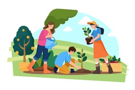 ai矢量地球日植树节背景