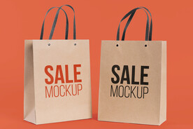 时尚牛皮纸包装袋样机效果图图片