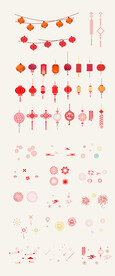 灯笼烟花装饰元素合集