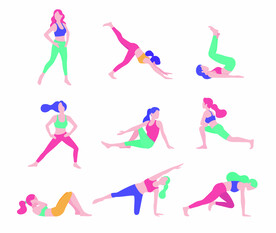 ai矢量女子健身动作