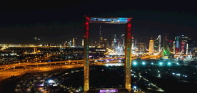 高清航拍鸟瞰迪拜城市夜景风光