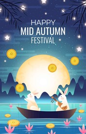 ai矢量唯美创意中秋背景