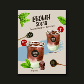ai矢量奶茶促销海报