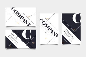 时尚斜切线名片设计素材