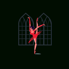 ai矢量扁平风芭蕾舞女孩