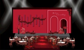 酒红色婚礼现场 