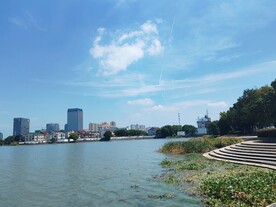 湿地湖边建筑台阶