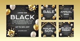 黑金色黑色星期五礼物气球