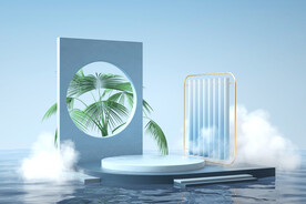 简约水波蓝色展示台