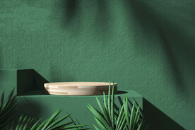 极简绿色植物展台背景