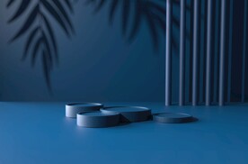 蓝色光影极简展台