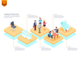 立体商务场景插画