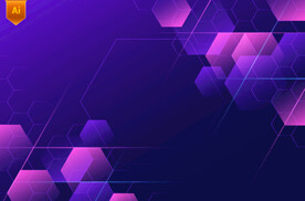 紫色科技六边形背景