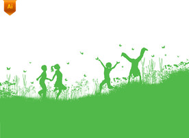 草地孩子绿色生态