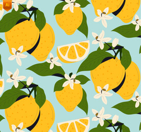 手绘复古柠檬图案