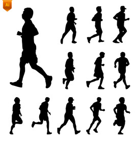跑步的人剪影