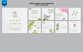 清新水彩婚礼邀请函