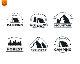 野营山峰剪影标签