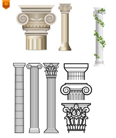 罗马柱矢量素材