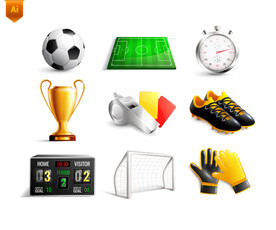 立体足球元素插画