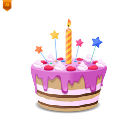 生日蛋糕卡通插画