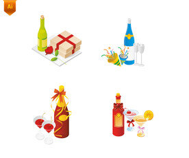 香槟矢量插画素材