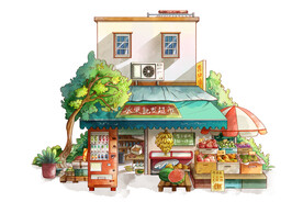 批发超市手绘元素