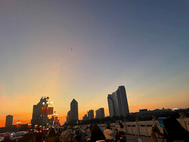 城市建筑及夕阳晚霞