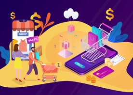 双十一购物插画