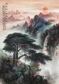 松迎旭日紫气东来