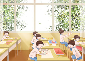 开学季教室里的小学生
